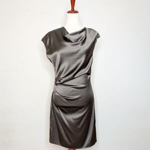 Helmut Lang Gray Satin Midi Dress